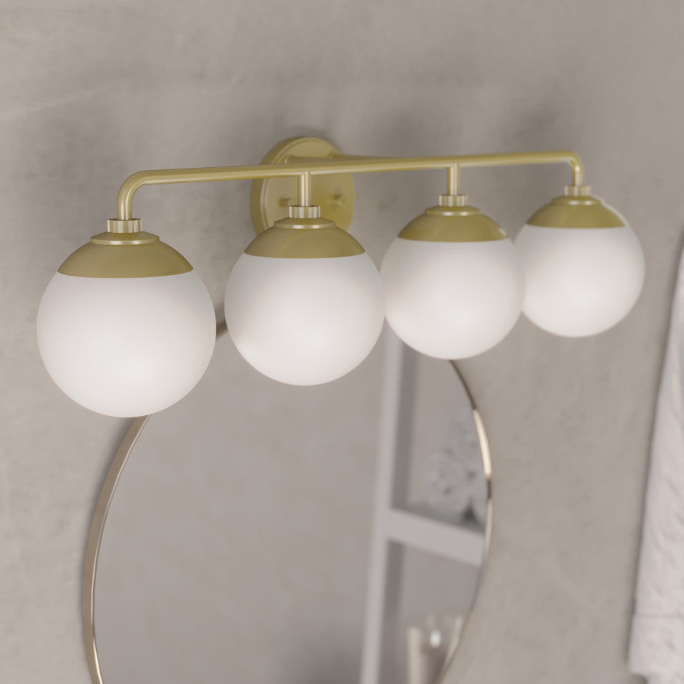 Hunter Hepburn Painted Modern Brass 4-Light Vanity Wall Fixture