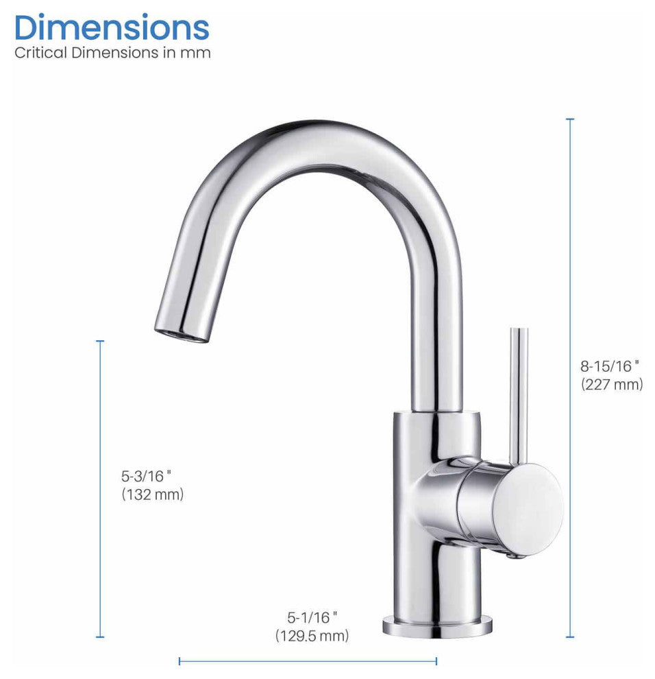 Circular Single Handle High-arc Bathroom Sink Faucet With Drain, Chrome