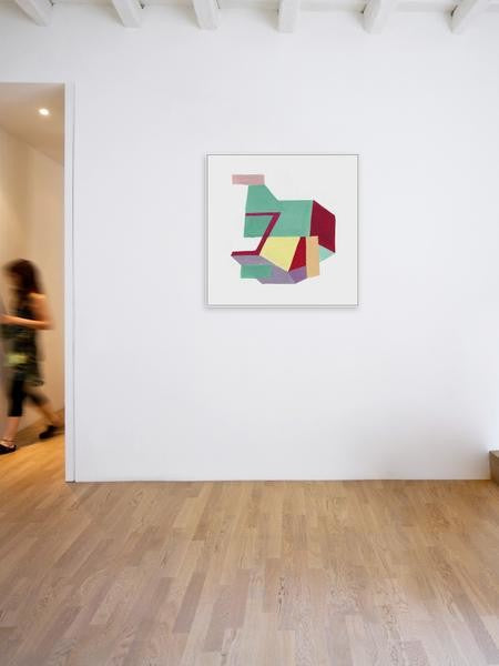 "When Shapes Unite" Floater Framed Painting Print on Canvas, 20"x20"