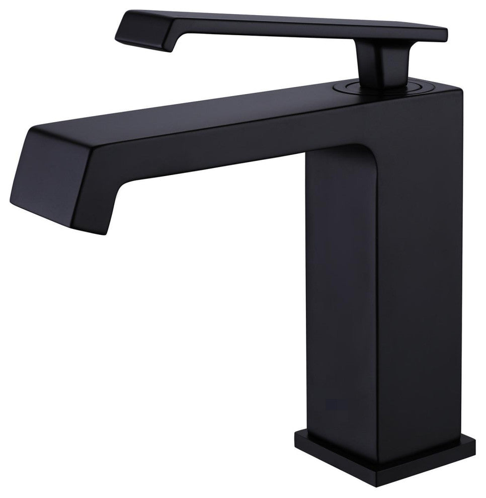 Deck Mounted Single Hole Bathroom Sink Faucet, Matte Black
