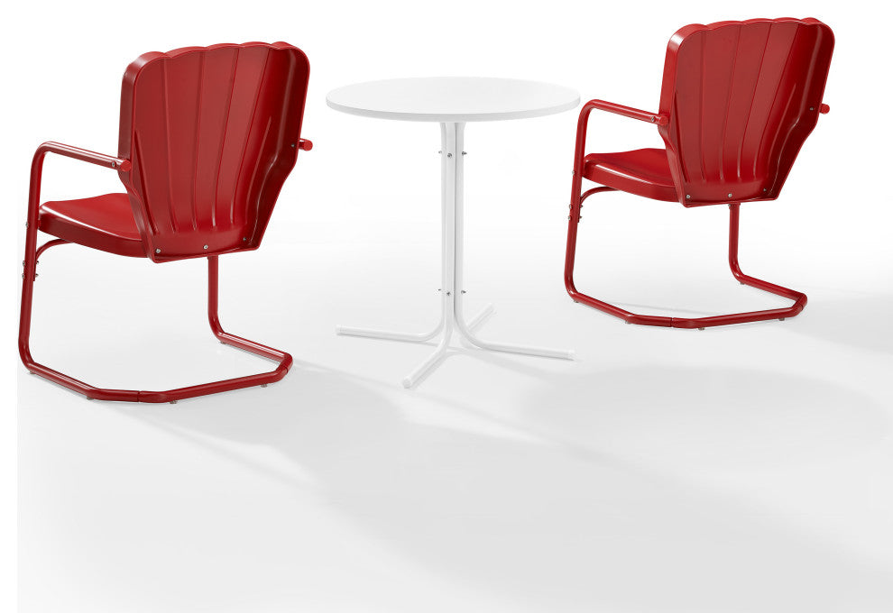 Ridgeland 3-Piece Outdoor Bistro Set, Bright Red Gloss