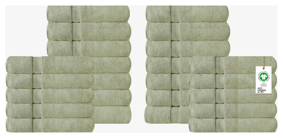 Organic Cotton Feather Touch Quick Dry Wash Cloth, Green Tint, Pack 24
