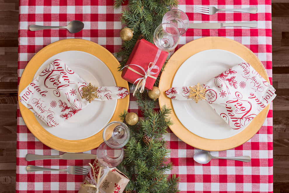 DII Red/White Checkers Tablecloth 60"x84"