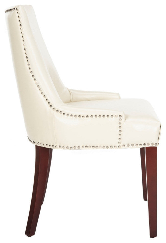Rocco 19''h Leather Dining Chair - Silver Nail Heads (Set of 2) Flat Cream