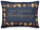 Blessed Thanksgiving Blue And Gold 4 14"x20" Spun Poly Pillow