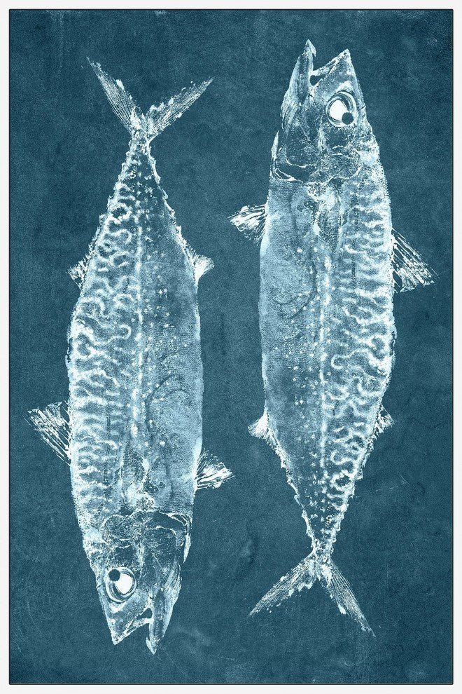 "Two Fish II" Floater Framed Painting Print on Canvas, 16"x24"
