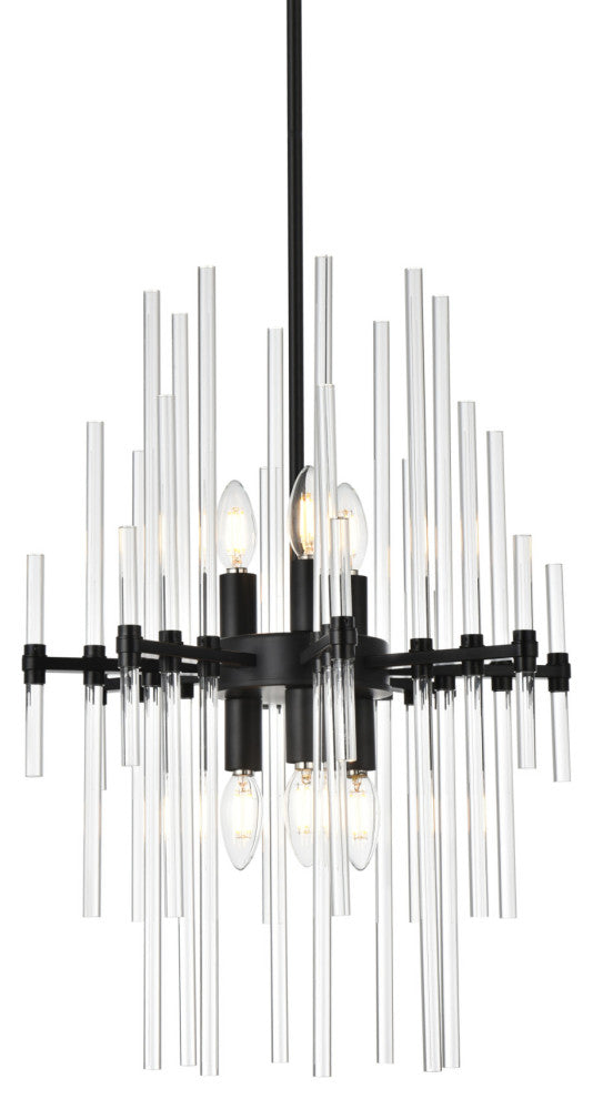 Elegant Lighting 2502D17 Sienna 6 Light 17"W Crystal Chandelier - Black