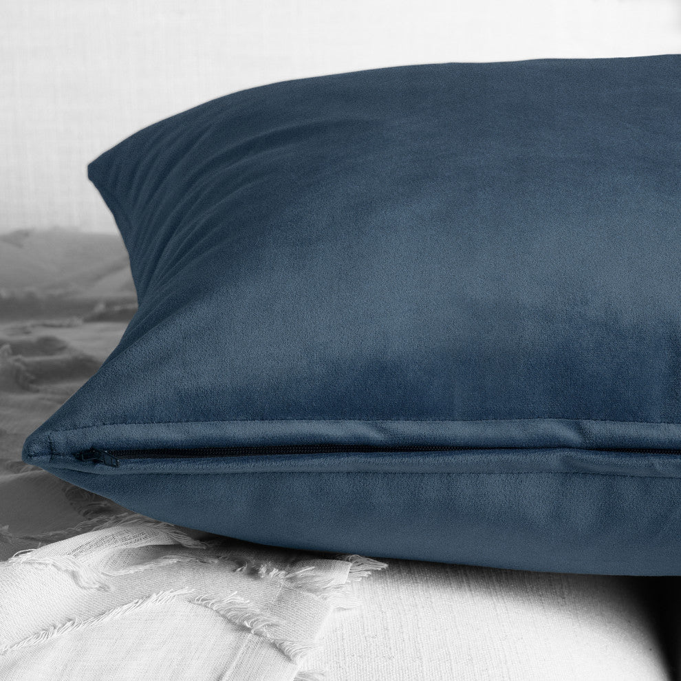 Heritage Plush Velvet Cushion Cover Pair, London Blue, 18w X 18l