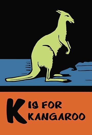 K is for Kangaroo- Gallery Wrapped Canvas Art 28" x 42"