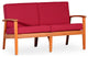 DTY Outdoor Living Longs Peak Eucalyptus Loveseat w/ Cushion, Natural Oil, Burgu