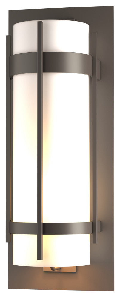 Banded Extra Large Outdoor Sconce, Coastal Dark Smoke Finish, Opal Glass
