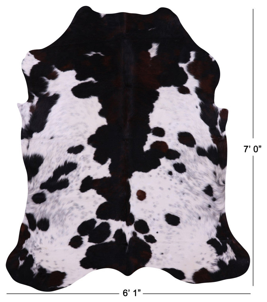 7' 0" X 6' 1" Black and White Natural Cowhide Rug C1676