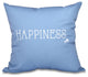 26"x26" Coastal Happiness, Word Print Pillow, Blue