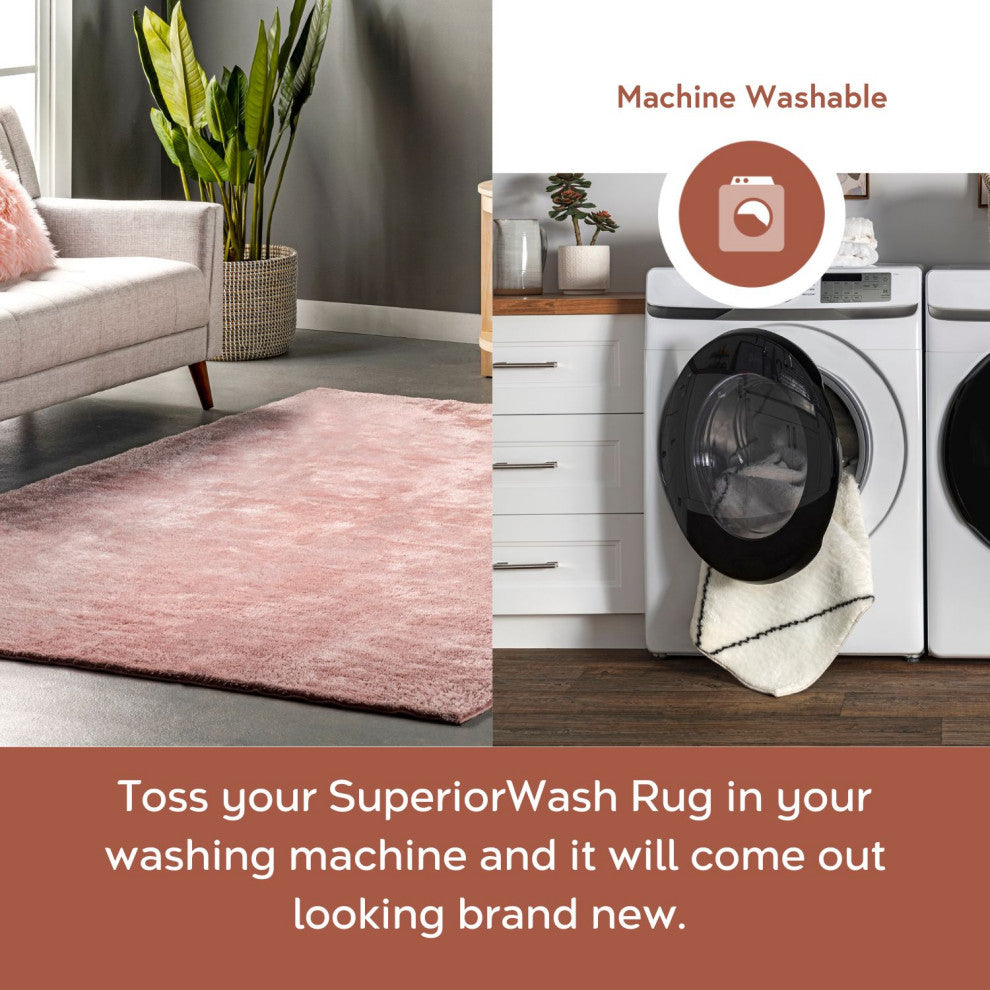 nuLOOM Loni Solid Machine Washable Shag Area Rug, Pink, 8'x10'