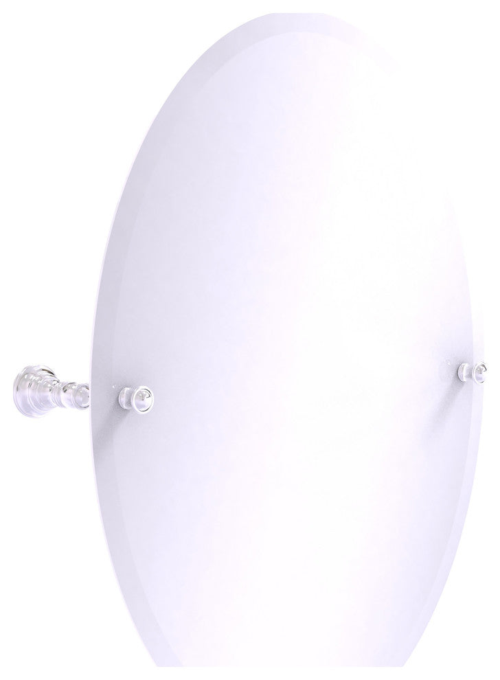 Carolina Frameless Oval Tilt Mirror with Beveled Edge, Polished Chrome