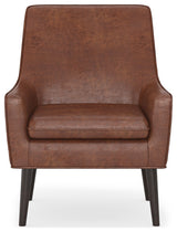 Robson Accent Chair, Faux Leather, Distressed Saddle Brown