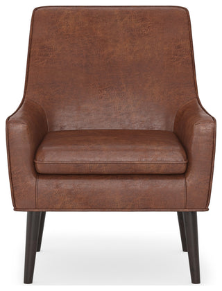 Robson Accent Chair, Faux Leather, Distressed Saddle Brown