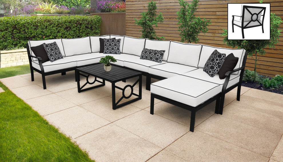 kathy ireland Madison Ave. 9 Piece Aluminum Patio Furniture Set 09d, Snow