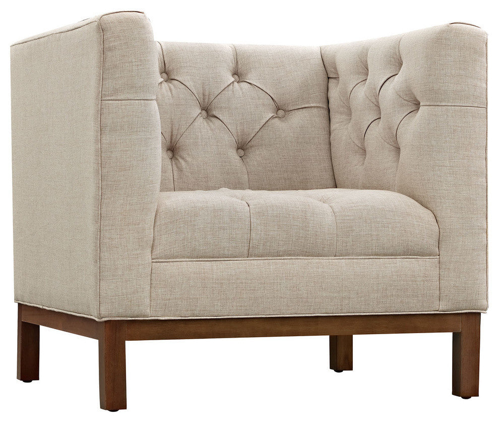 Modern Contemporary Fabric Armchair, Beige, Fabric