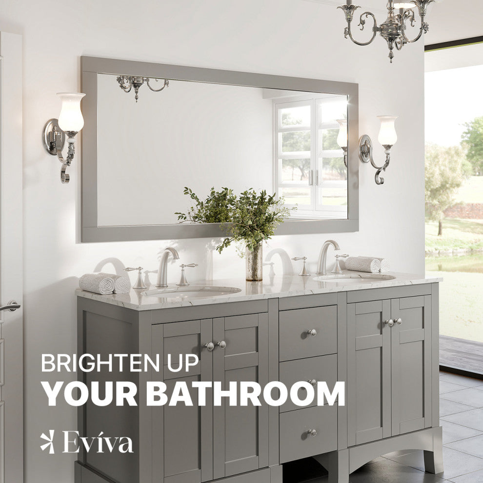 Eviva Aberdeen 72" x 30" Rectangular Gray Wooden Framed Mirror