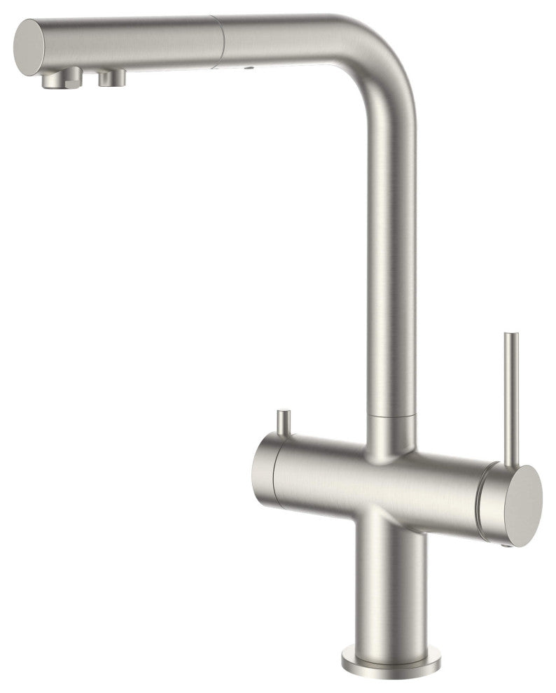 Circular 2-in-1 Water Filter Kitchen Pull Out Faucet, Brushed Nickel