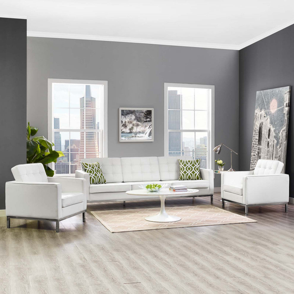 Loft 3 Piece Leather Sofa And Armchair Set