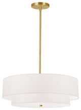 Aged Brass Transitional Pendant, White Shade
