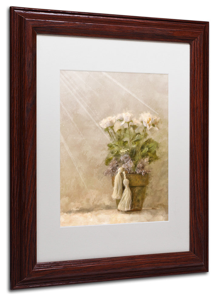 Lois Bryan 'White Roses in the Light' Art, Wood Frame, White Matte, 11"x14"