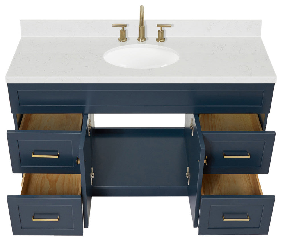 Ariel Hamlet 54" Single Oval Sink Bathroom Vanity, Carrara Quartz