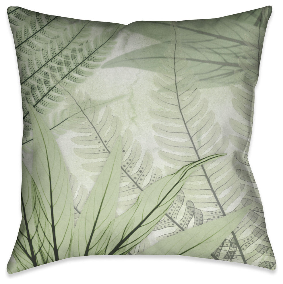 Laural Home Layered Ferns X-Ray Outdoor Decorative Pillow, 18"x18"