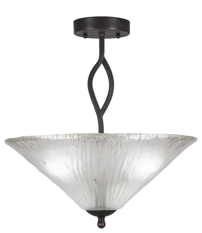 Revo Semi-Flush, 3 Bulbs, Dark Granite, 16" Frosted Crystal Glass