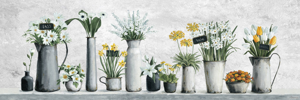 "Outdoor Flower Pots" Painting Print on Wrapped Canvas
