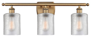 Cobbleskill 3-Light Bath Vanity-Light, Brushed Brass, Clear