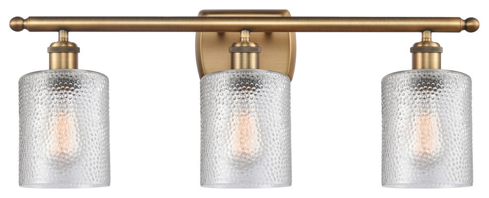 Cobbleskill 3-Light Bath Vanity-Light, Brushed Brass, Clear