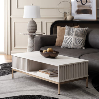 Safavieh Lylia 2 Door Coffee Table, Bleached White/Gold
