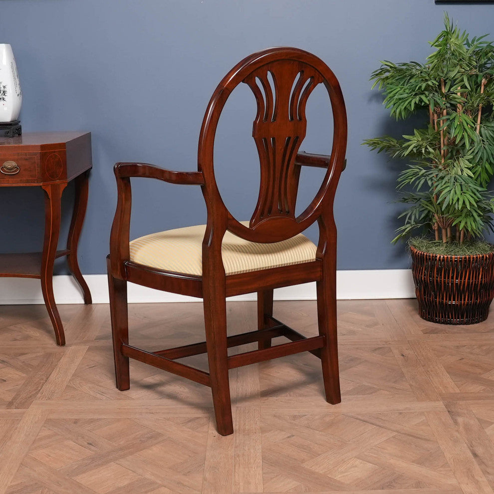 Oval Back Inlaid Arm Chair
