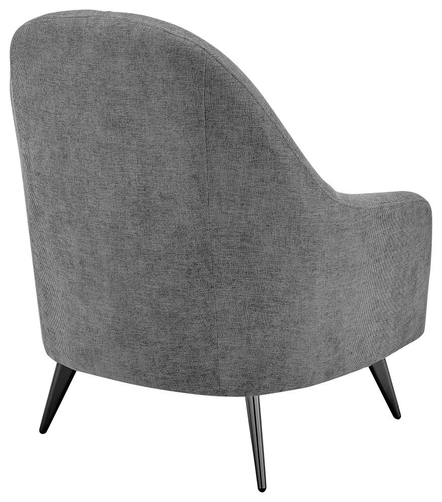 Selene Lounge Chair, Gray Fabric With Black Chrome Steel Legs