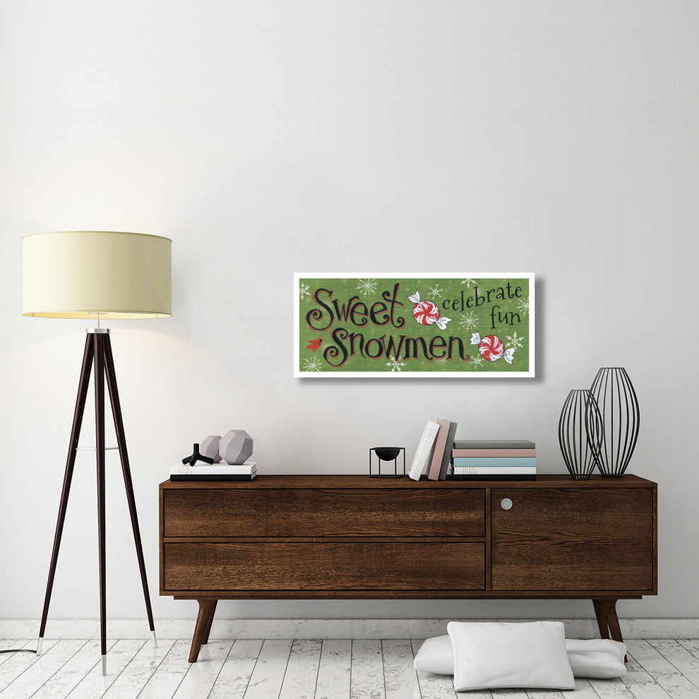"Sweet Snowmen Sign II" Digital Paper Print by Anne Tavoletti, 42"x18"