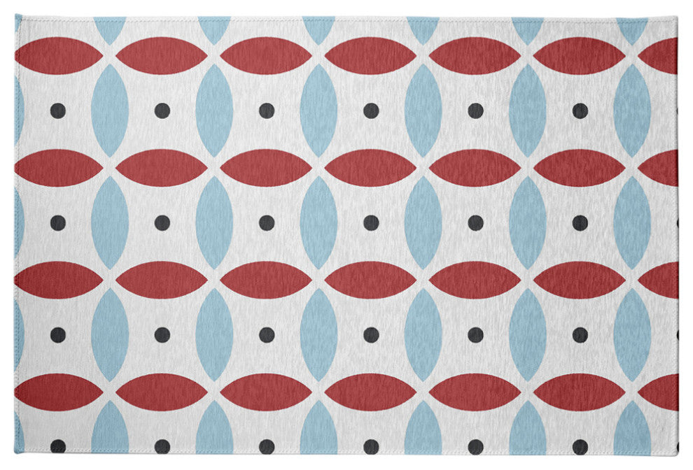 Geometric Spring Chenille Rug, Ligonberry Red, 4'x6'