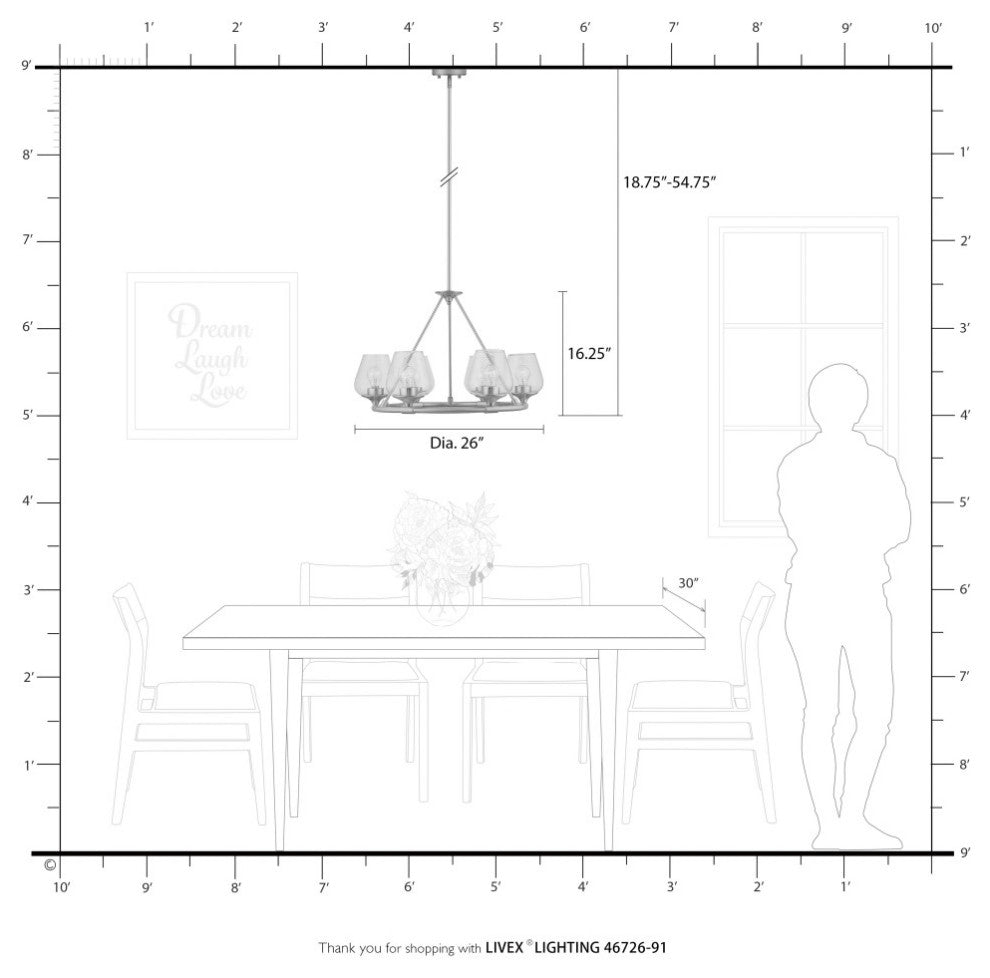 Willow 6 Light Brushed Nickel Chandelier