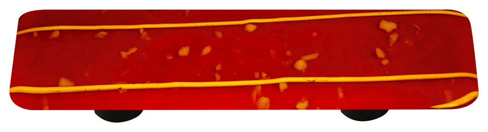 Art Glass Mardi Gras Pull, Alum Post, Yellow Mg, Red