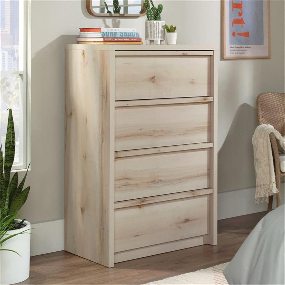Pemberly Row Engineered Wood 4-Drawer Bedroom Chest in Pacific Maple
