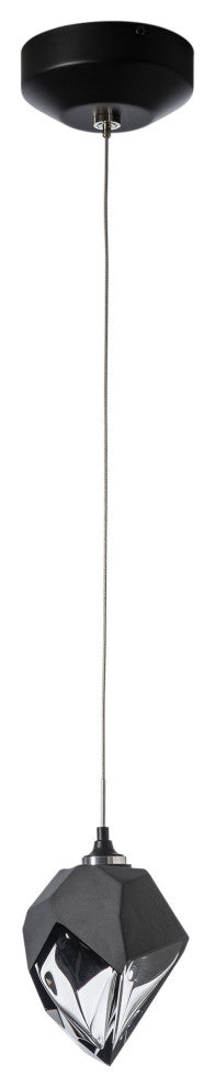 Chrysalis 1-Light Small Pendant Black Finish- Standard, Black Crystal