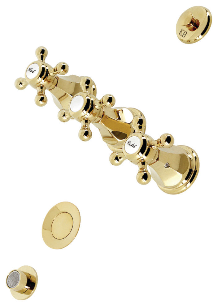 Kingston Brass KB322BX Three-Handle Bidet Faucet, Polished Brass