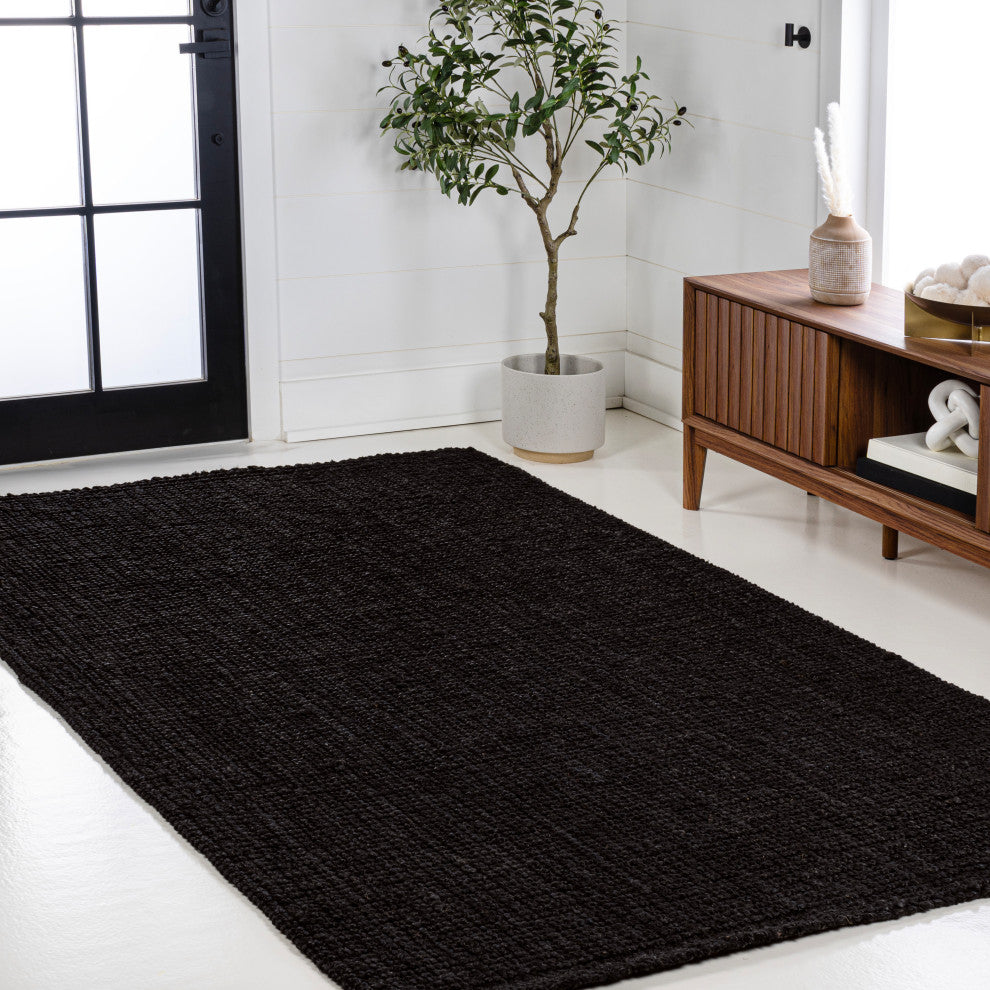Pata Hand Woven Chunky Jute Black 4 ft. x 6 ft. Area Rug
