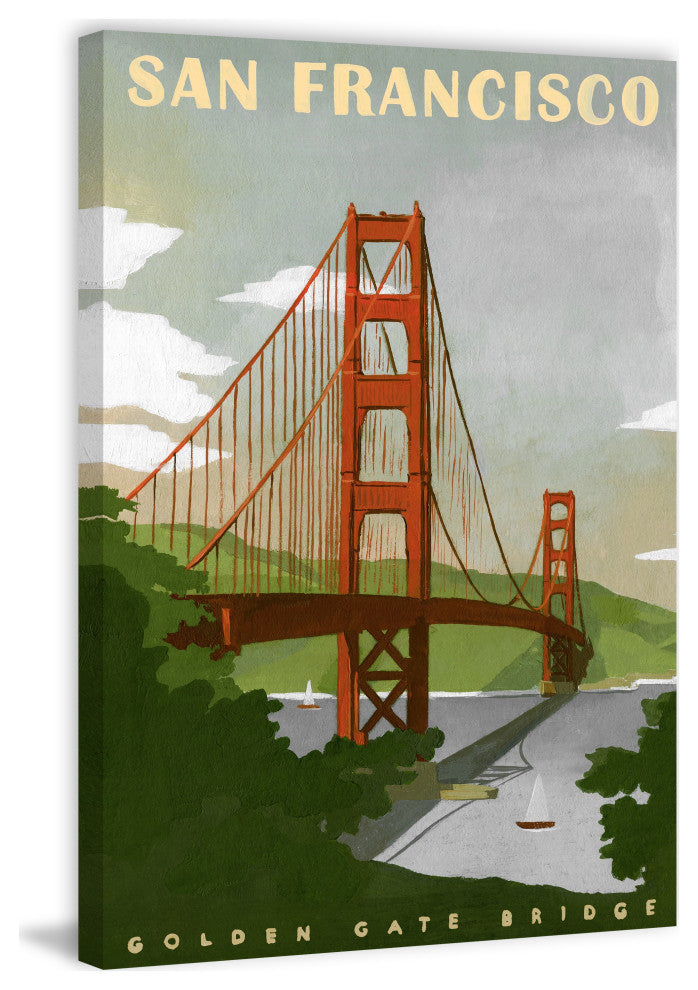 "Golden Gate Bridge, San Francisco" Painting Print on Wrapped Canvas, 16x24