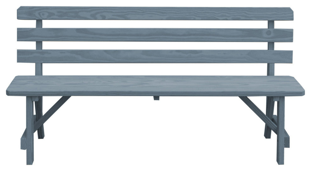 Traditional Cedar Backed Bench, Gray Stain, 6 Foot