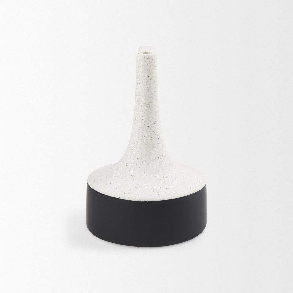 Burton 11.6H Medium White and Black Ceramic Jug Vase