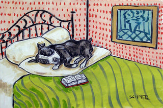 "Boston Terrier Sleeping" Painting Print on Wrapped Canvas, 45"x30"