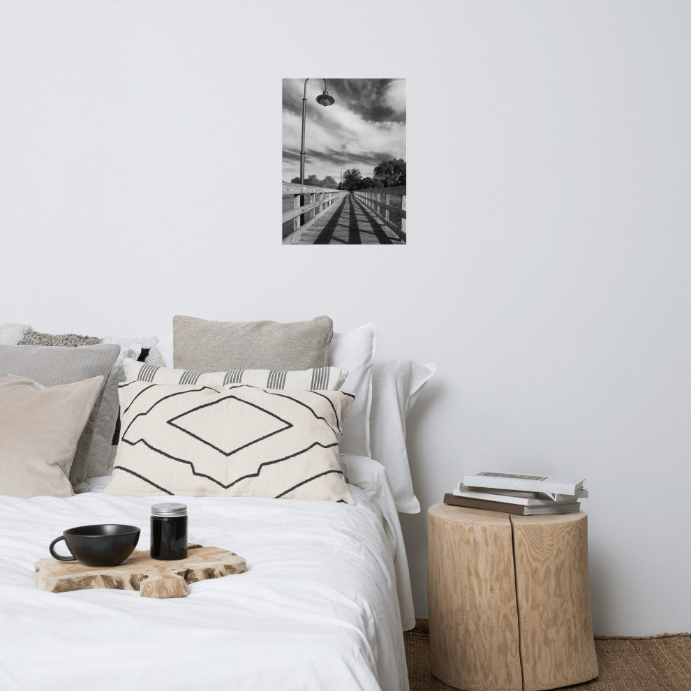 Follow the Lines Black & White Landscape Photo Unframed Wall Art Print, 18" X 24"